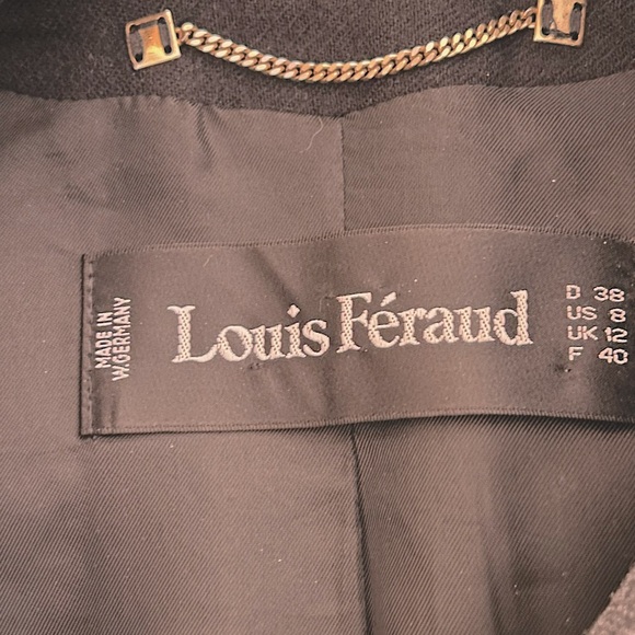 Vintage Louis Feraud Wool Blazer Evening Jacket Velvet Embroidery Size 8 Black - Picture 6 of 9